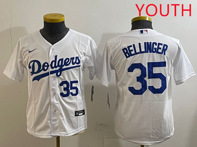 Youth Los Angeles Dodgers 35 Bellinger White Game 2025 Nike MLB Jersey style 11